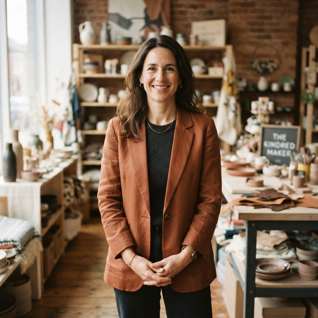 Portrait of Marisol Ortega, owner of a retail and workshop business